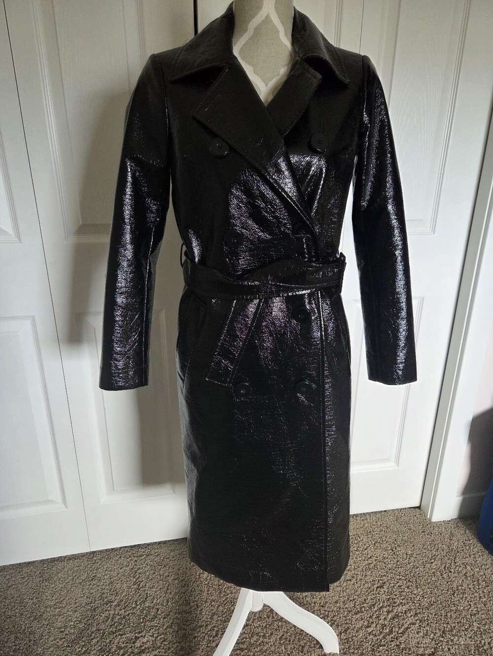 Topshop Faux Leather Trench - Picture 4 of 10